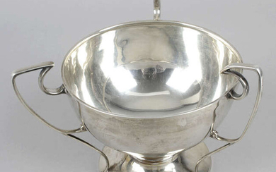 An Edwardian silver pedestal bowl in Art Nouveau style.