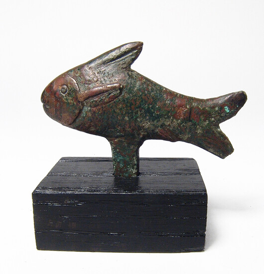 An Egyptian bronze figure of a sacred Bolti fish