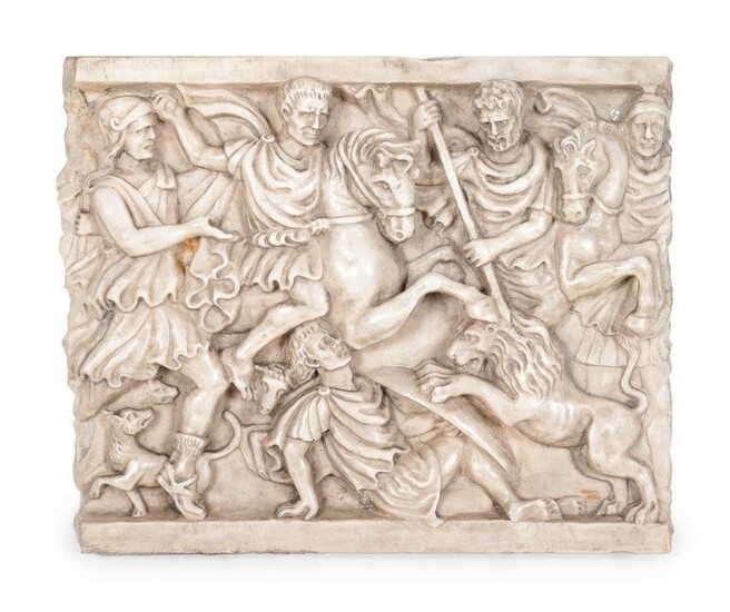 An Italian Marble Relief of a Battle Scene After the
