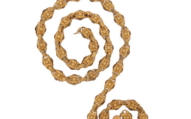 An early 19th century gilt metal fancy-link guard chain