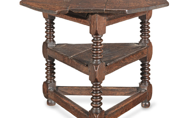 An impressive and documented Charles II joined oak two-tier centre table, circa 1670