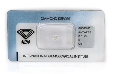 An unmounted brilliant-cut diamond weighing 0.44 ct. Colour: Top Cape (K). Clarity:...