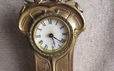 Antique Art Nouveau Table Clock Golden Metal 22 cm...