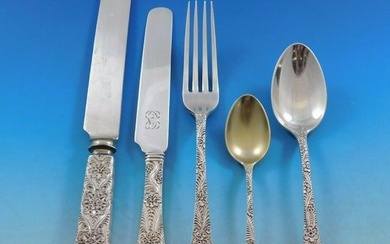 Antique Custom Engraved by Tiffany Sterling Silver Flatware Set Service 67 pcs