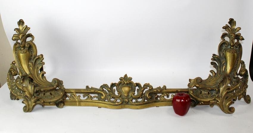 Antique French Louis XV style bronze chenets