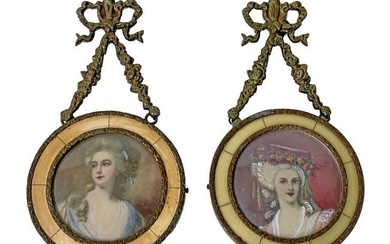 Antique French Pair of Miniature Paintings