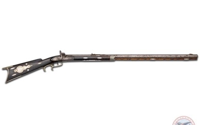 Antique M.M. Benson Half Stock Percussion Kentucky Rifle Approximately .36 Caliber