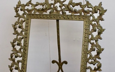 Antique Victorian Rococo Ornate Brass Picture Frame Easel Stand
