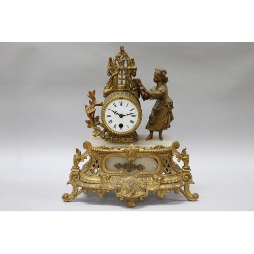 Antique late 19th century French gilt metal mantle clock no ...