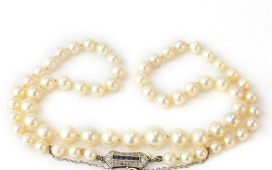 Art Deco Diamond Sapphire, Pearl Platinum Necklace