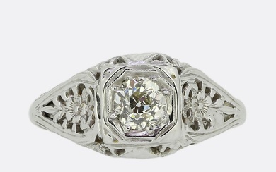 Art Deco Style 0.25 Carat Diamond Solitaire Ring