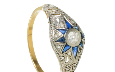 Art Deco ring with sapphires and diamonds