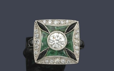 Art Deco' style ring with a central brilliant