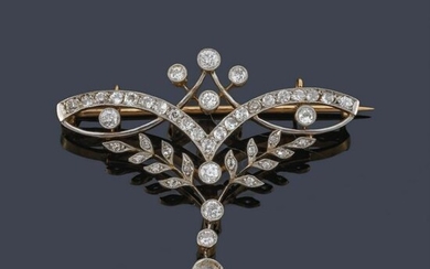 Art Nouveau' brooch-pendant with Antique-cut diamonds