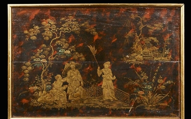 Arte Cinese A chinoiserie lacquered panel decorated