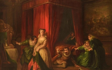 Attributed to Baron Henri Charles, the discovered adultery, 66 x 82 cm