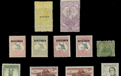 Australia Small mint and used selection on stockpage, including Queensland 1900 Patriotic Fund...