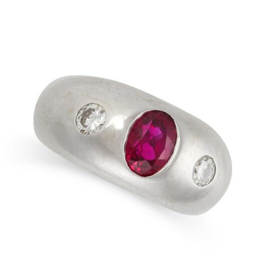 BULGARI, A RUBY AND DIAMOND GYPSY RING in 18ct white