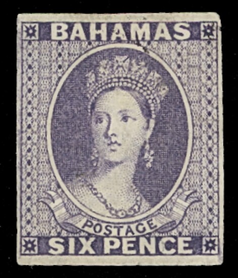 Bahamas 1863-77 Watermark Crown CC Imperforate Plate Proofs 6d. deep violet, small to good marg...