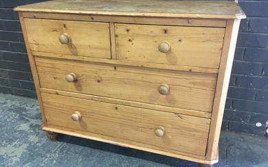 Baltic Pine Chest of Four Drawers, on turned feet (H:889 x W:115 x D:51cm)
