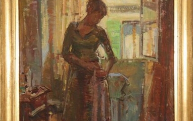 Ben Fenske "Johanna Fixing Her Skirt" Oil