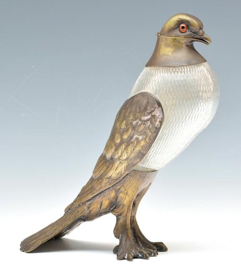 Bird Form Claret Jug, Silver Plate & Glass