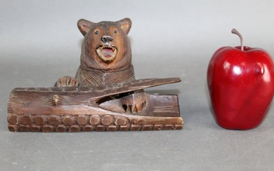 Black Forest carved inkwell bear