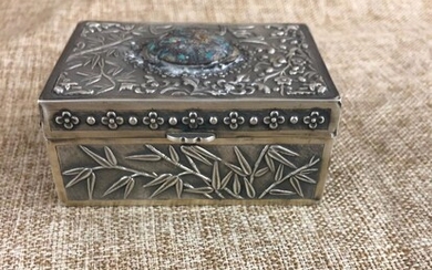 Box Chainese Silver inlaid with turquoise 1950
