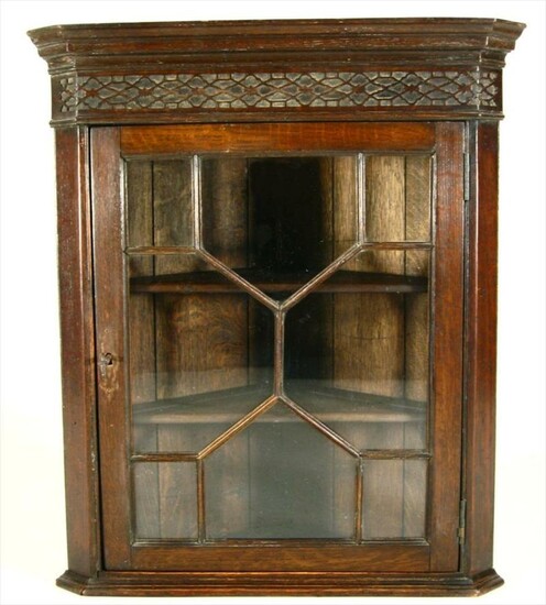 British Regency oak corner glazed wall cabinet c18th/19thc GC3A