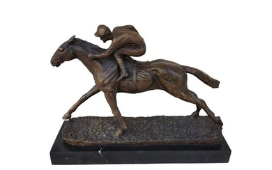 Bronze racing horse - Jockey on horseback