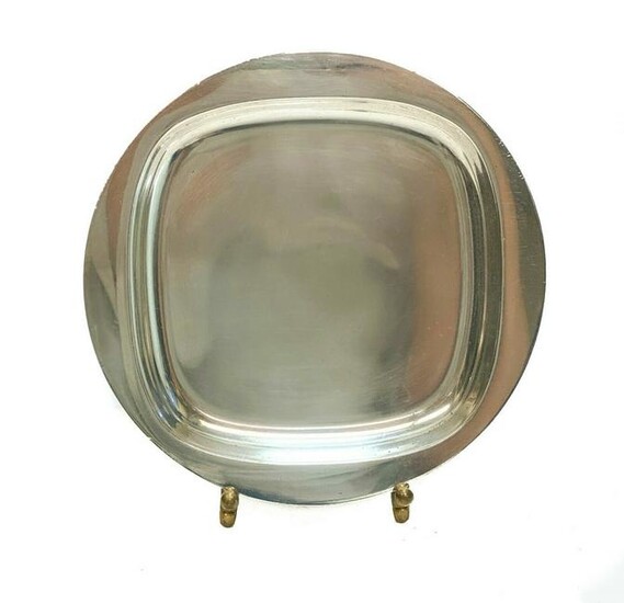 Bvlgari 950 Silver Modernist Round Dish, 1971