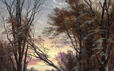 C. F. Aagaard: Winter day at Mølleåen (the Mill Stream). Signed and dated C. F. Aagaard 81. Oil on canvas. 71×58 cm.
