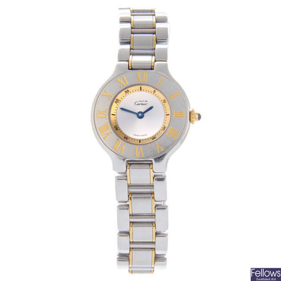 CARTIER - a lady's bi-colour Must De Cartier 21 bracelet watch.