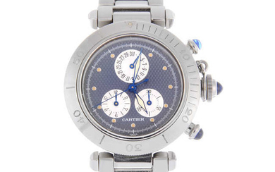 CARTIER - a stainless steel gentleman's Pasha chronograph bracelet watch.