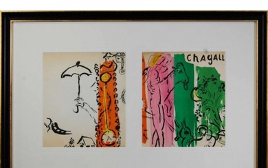 CHAGALL Marc (d’après) (1887-1985). «Composition ». Lithographie diptyque, Mourlot Maeght 1957. Couverture du Chagall de...