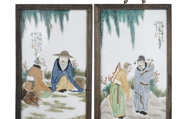CHINESE PORCELAIN PAINTINGS OF OFFICIALS SIGNED