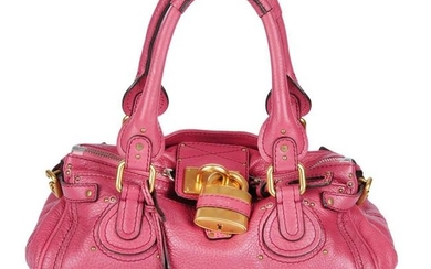CHLOÉ - a pink leather Paddington handbag. Featuring a