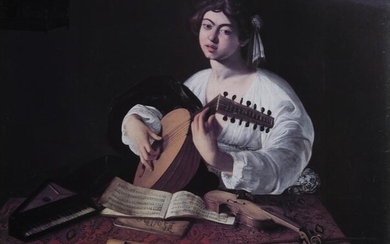 Caravaggio, The Lute Player, Poster on board