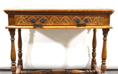 Carved oak side table