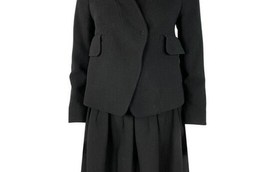 Carven Black Wool Blazer Jacket and Flare Mini Skirt