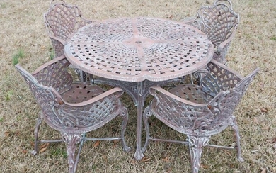 Cast Metal Deco Outdoor Breakfast Table & Chairs
