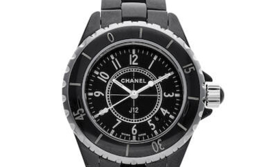 Chanel| J12, A Lady's Black Ceramic and Stainless Steel Bracelet Watch with Date, Circa 2009