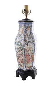 Chinese Export porcelain urn, converted to lamp