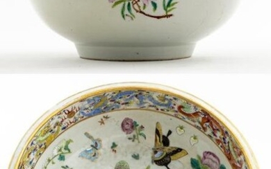Chinese Famille Rose Canton Ceramic Butterfly Bowl