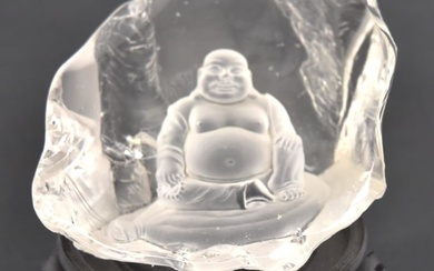 Chinese Intaglio Carved Rock Crystal Buddha