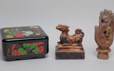 Chinese Stone Sculptures & Japanese Box