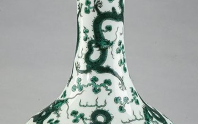 Chinese famille verte dragon mallet vase