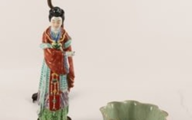 Chinese porcelain, lacquered boxes and figures