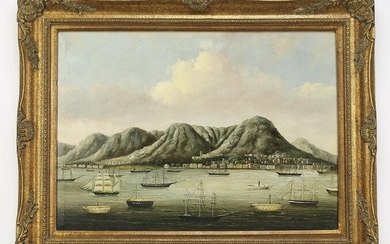 Chinese trade painting of Hong Kong harbor