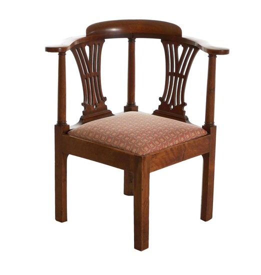 Chippendale style carved mahogany corner chair
